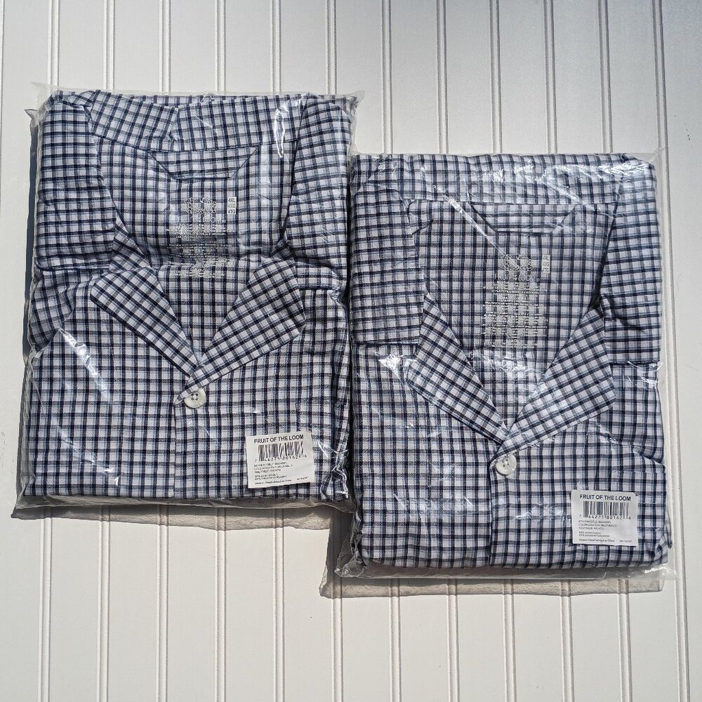 Fruit of the Loom Pajama Pants Sets Mens 4XL Long Sleeve Blue Check LOT OF 2
